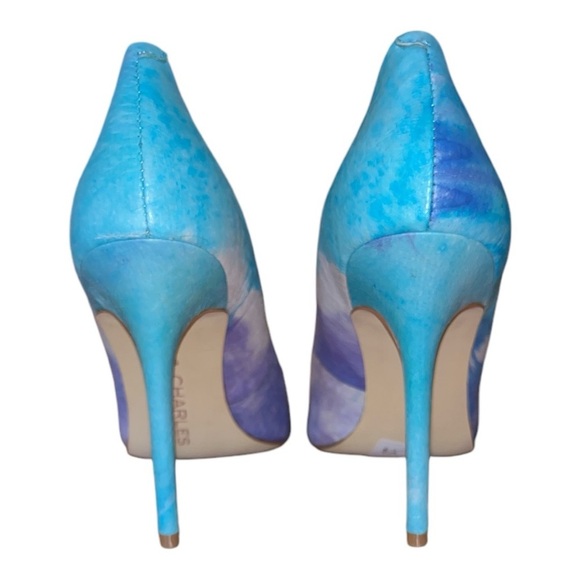 NIB Charles by Charles David stilettos size 9 tye die leather blue artsy fall - Picture 5 of 11